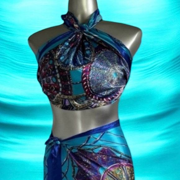 🆕Luxury Satin Scarf Top & Wrap Skirt - Picture 7 of 16